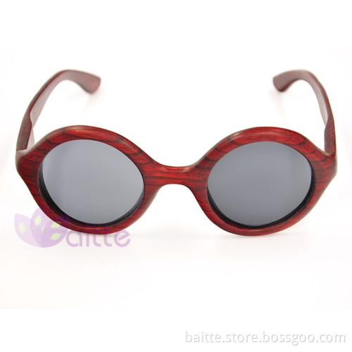 Unisex round and smal sunglasses wooden eyeglasses